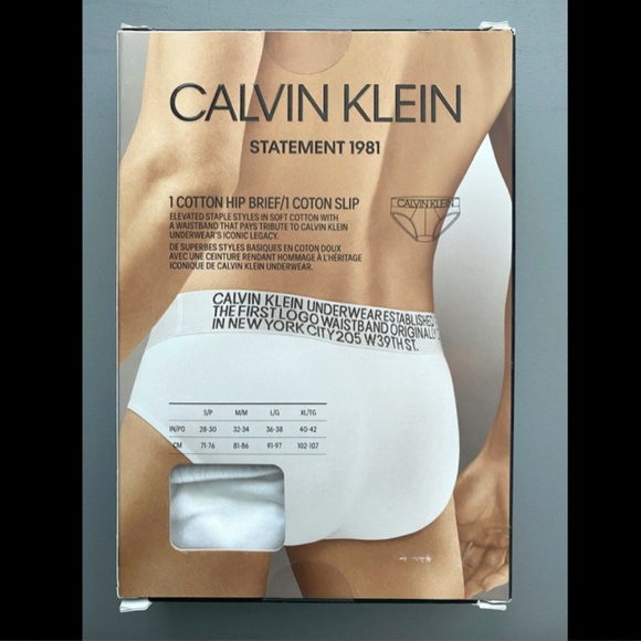 Calvin Klein New NIP Statement 1981 Cotton Hip Brief White Underwear NB1712_100 - Picture 4 of 4